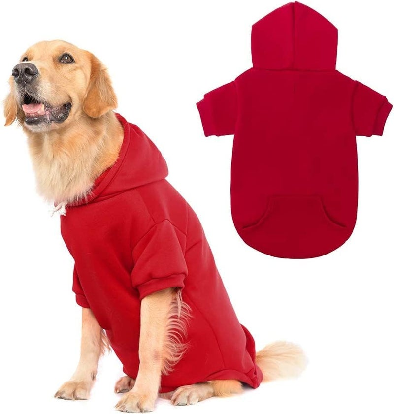 KOOLTAIL Basic Dog Hoodie - Soft and Warm Dog Hoodie Sweater with Leash Hole and Pocket, Dog Winter Coat, Cold Weather Clothes Sweatshirt for Small Medium Large Dogs Puppy Cat Boys Girls Red XXL - Image 2